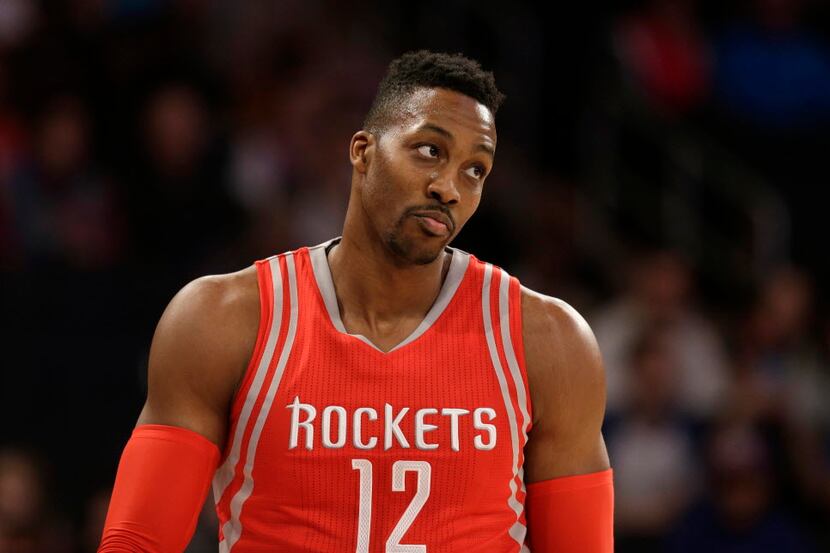 Houston Rockets' Dwight Howard during the first half of the NBA basketball game against the...