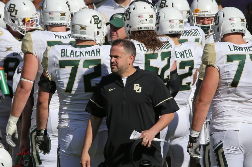 Baylor head coach Matt Rhule is pictured during the Baylor University Bears vs. the TCU...