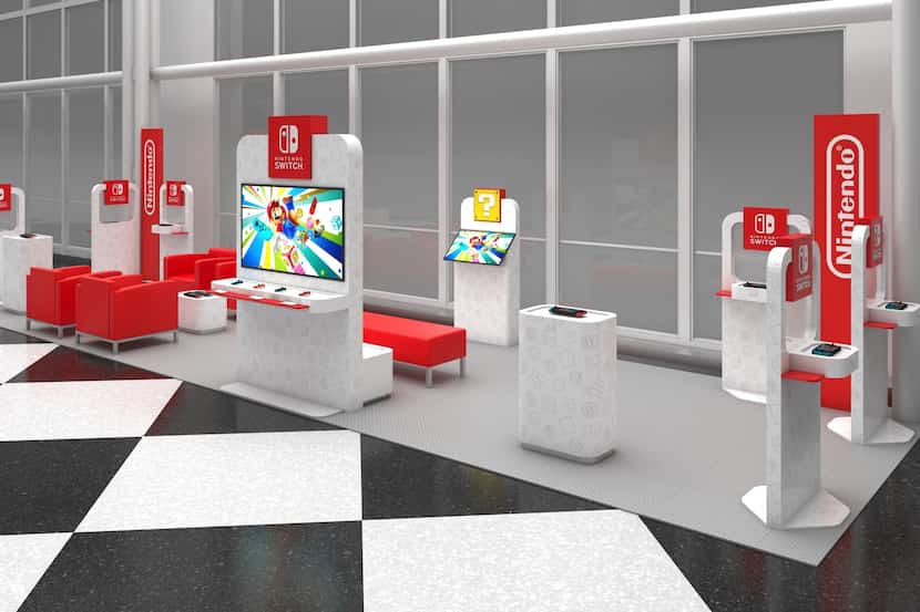 A rendering of Nintendo's Switch "On the Go" gaming pop-up event headed to Dallas Love Field.
