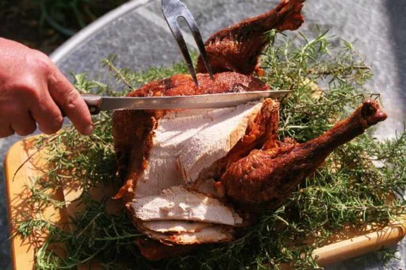 How to carve a deep-fried turkey.