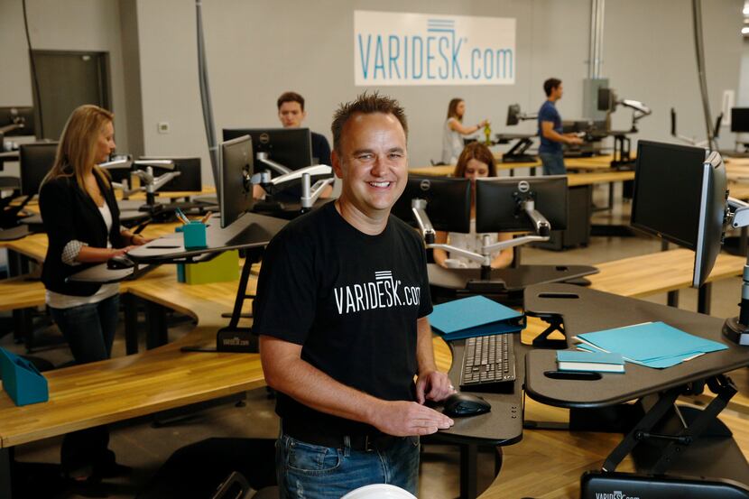 Jason McCann, CEO of Varidesk, at the new headquarters in Coppell.  (Nathan Hunsinger/Staff...