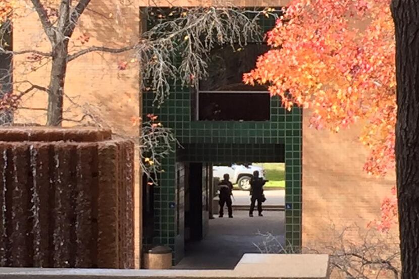  The scene at UT-Arlington Wednesday morning following reports of a gunman on campus (