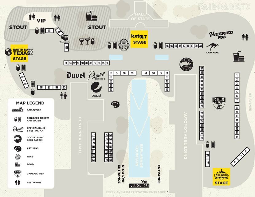 Map of Untapped Dallas fairgrounds