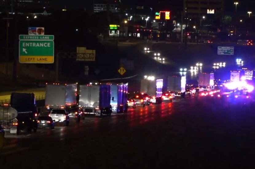 Traffic was at a standstill along Interstate 635 in far northeast Dallas while police and...