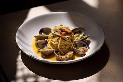 Among the pastas at Italian restaurant Élephante is spaghetti alle vongole, or pasta with...