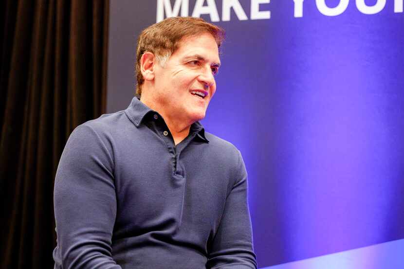 Dallas Mavericks owner Mark Cuban speaks with The Dallas Morning News during the Chase Make...