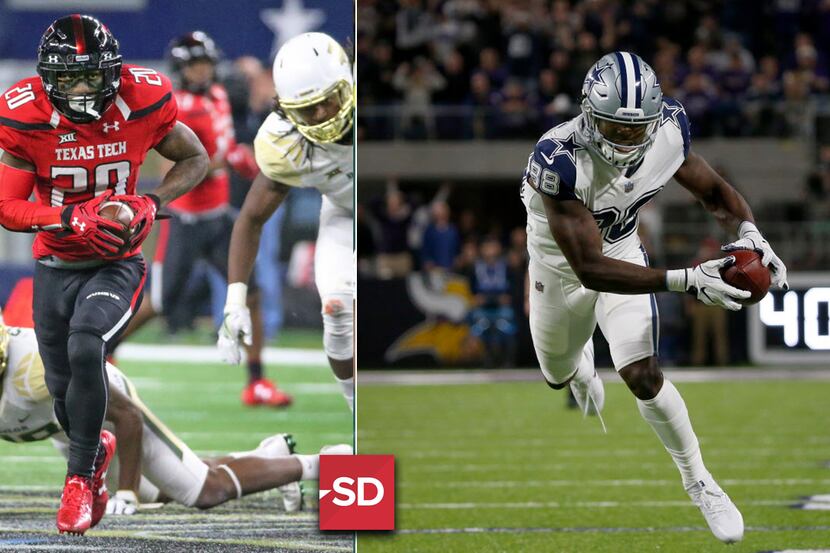 L to R: Texas Tech receiver Keke Coutee, Cowboys receiver Dez Bryant are both from Lufkin,...