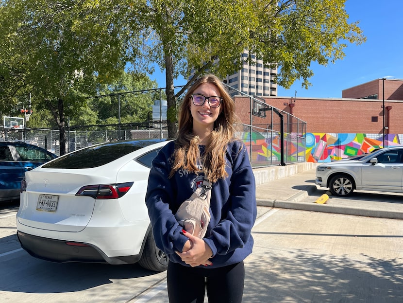 Elise Schedler, 28, voted at William B. Travis Academy in Uptown on Nov. 5, 2024.