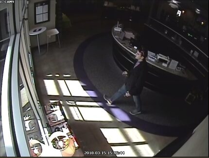 The robber was caught on security cameras during the robbery on Thursday.