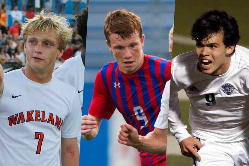 From left to right: Frisco Wakeland's Todd Fuller, Midlothian Heritage's Garrett Garvin and...