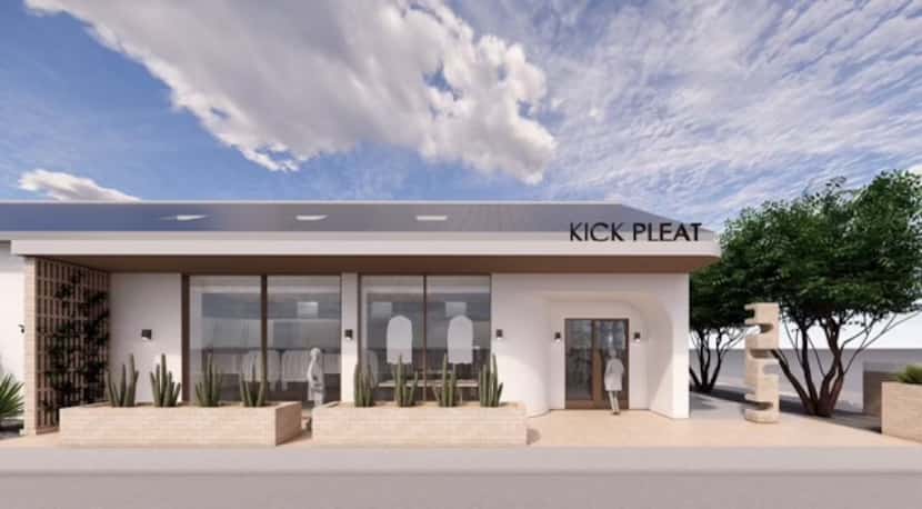 A rendering of the outside of the upcoming Kick Pleat Dallas store.