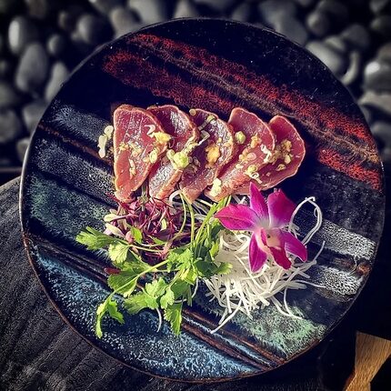 Mebachi Tataki at Musume is a big-eye tuna dish with ginger, ponzu and peppercorns. 