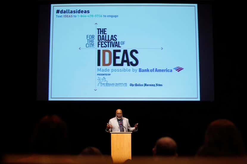 
T.D. Jakes gives the closing remarks during The Dallas Festival of Ideas at Dallas...