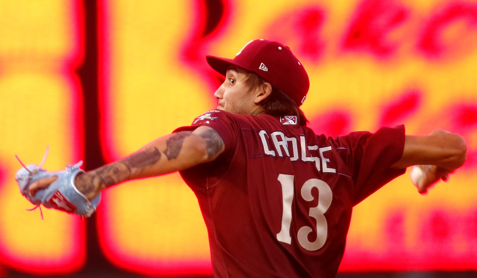 Frisco RoughRiders pitcher Hans Crouse (13) delivers a pitch to a San Antonio batter during...