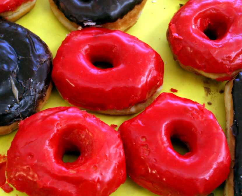 Cherry frosted glazed donuts - the most popular donuts at the Donut Stop in Amarillo. ...