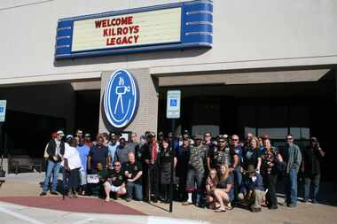 Veterans who came for a screening of Fury stand outside the Studio Movie Grill in Plano....