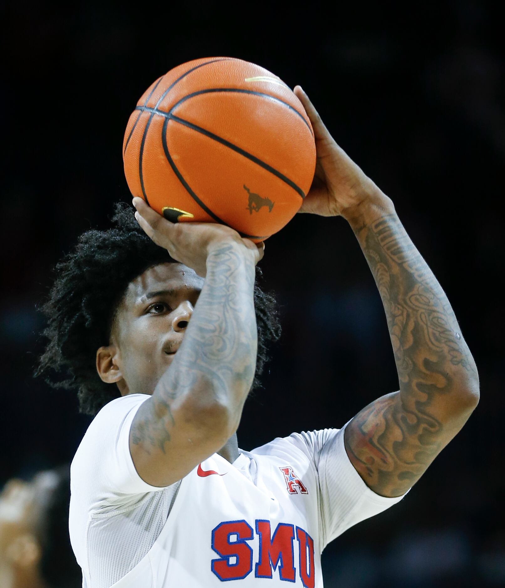 Southern Methodist Mustangs guard Kendric Davis (3) shoots a the winning free-throw of the...