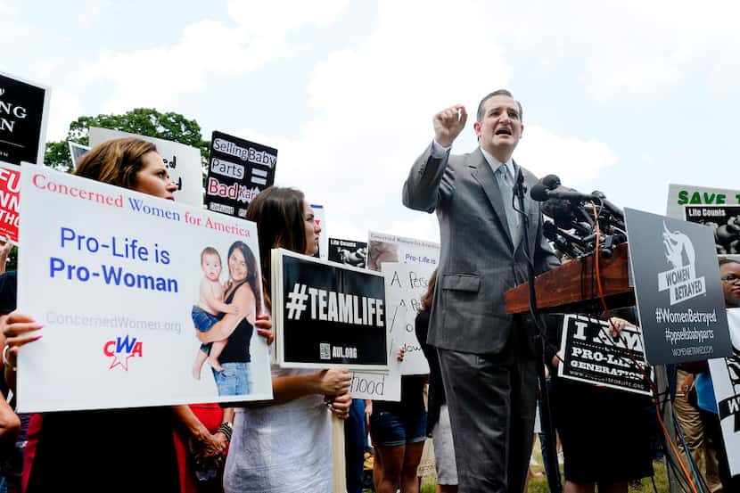  Sen. Ted Cruz speaks during a rally opposing federal funding for Planned Parenthood in...