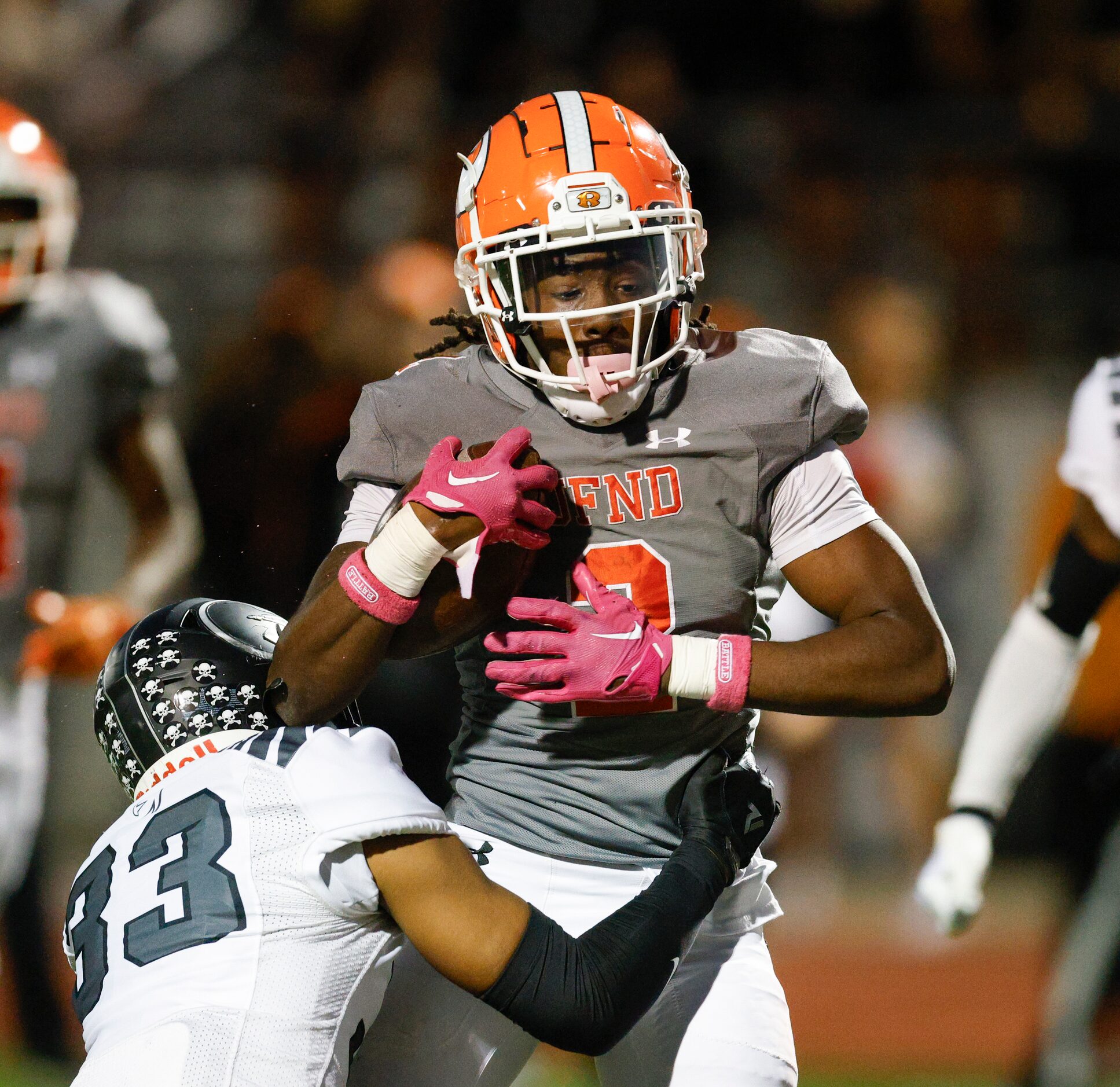 Rockwall running back Ashten Emory (2) scores a touchdown against North Forney’s Jackson Van...