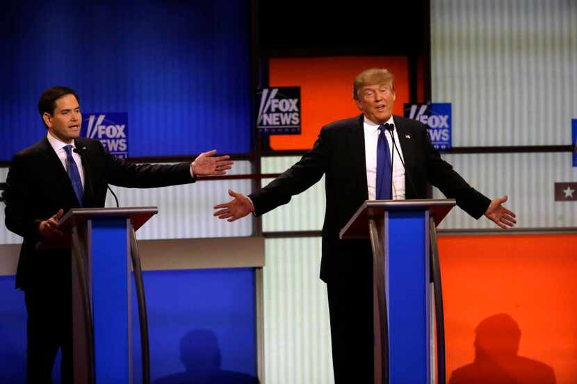  Republican presidential candidates Marco Rubio and Donald Trump alluded to penis size...