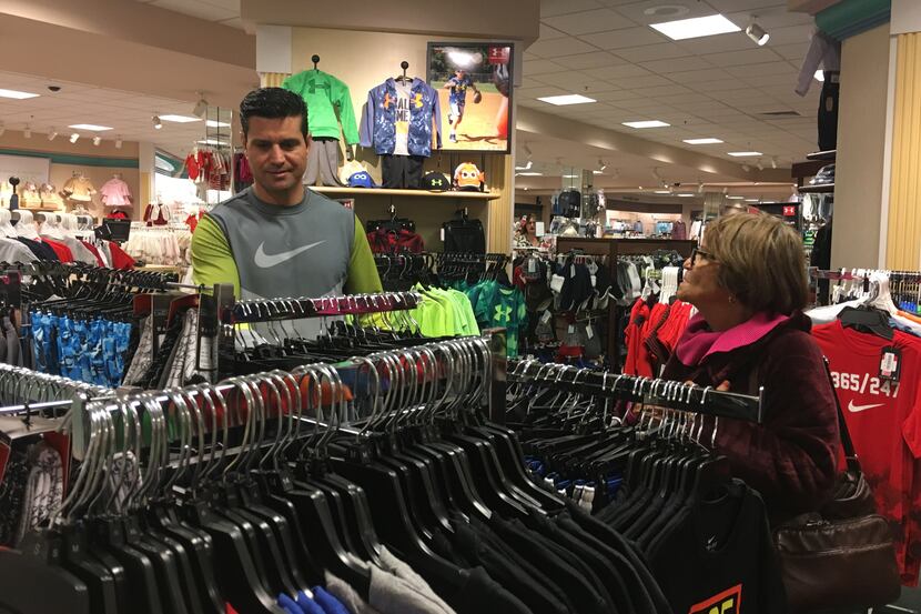 Cesar Robles and his mother Luz Martinez from Chihuahua City, Mexico, shopping at a mall in...