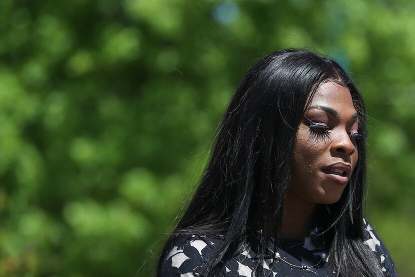 Muhlaysia Booker spoke during an April 20 rally, about a week after she was beaten in an...