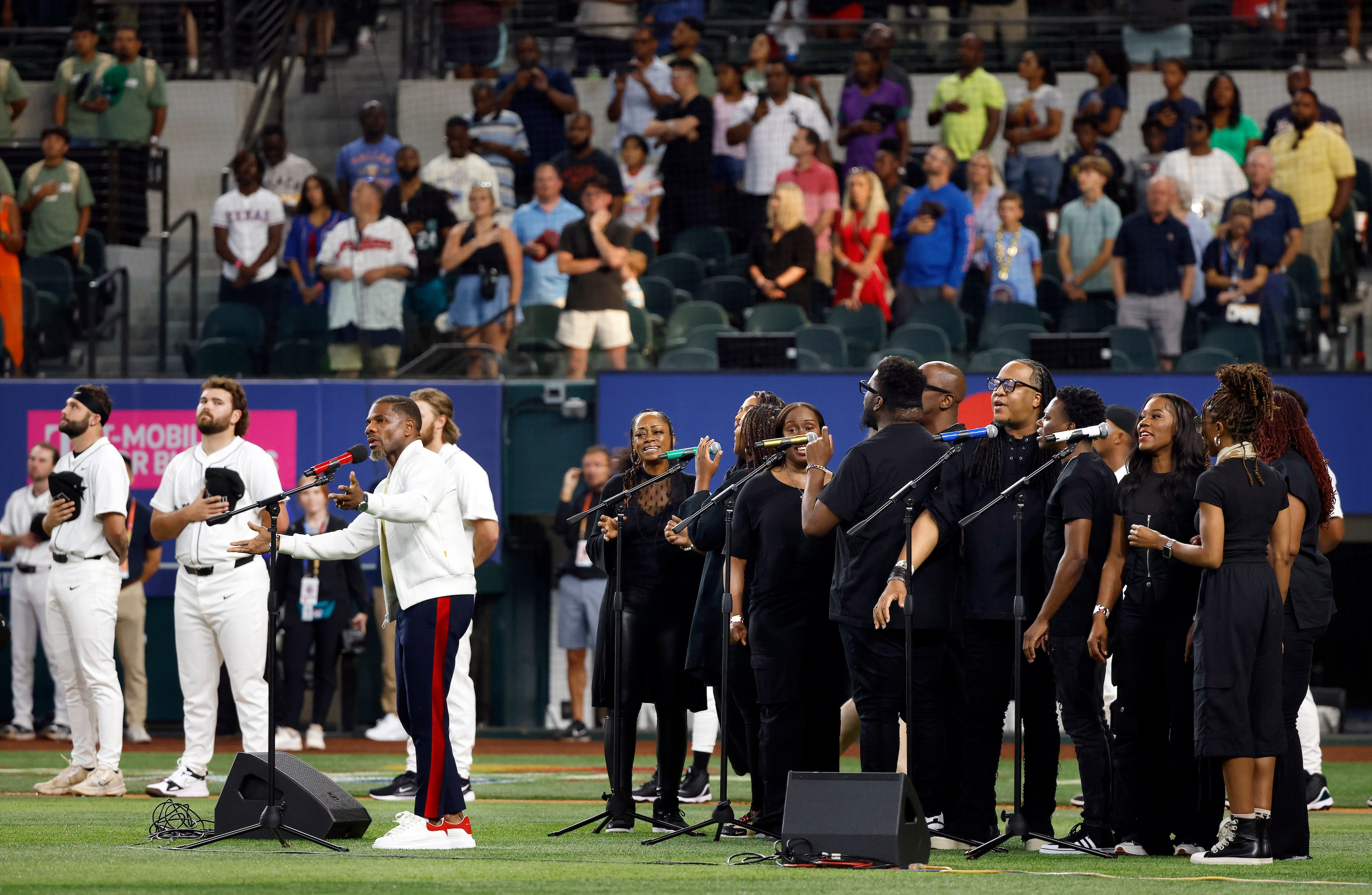 Grammy Award winning gospel singer Kirk Franklin sang Lift Every Voice and Sing before the...