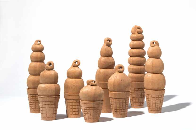 DQ Dipped Cones in hand-carved cedar by Marfa, Texas artist Camp Bosworth