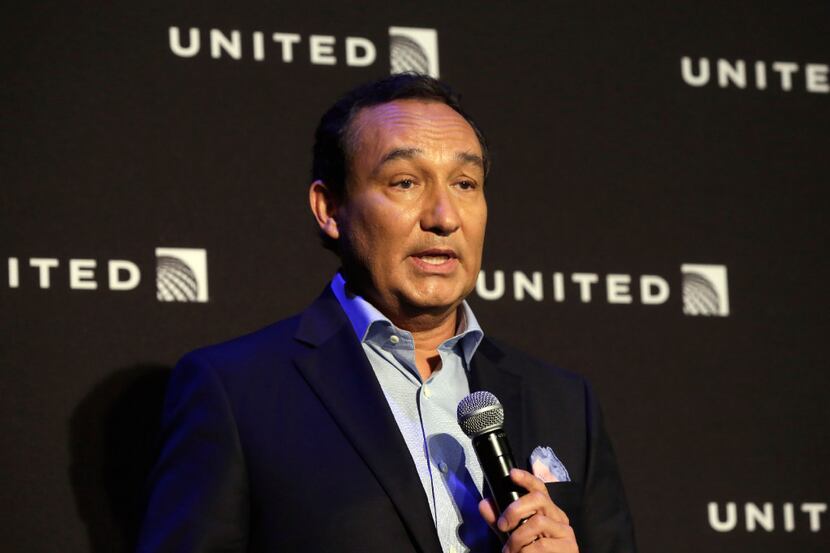 FILE - In this Thursday, June 2, 2016, file photo, United Airlines CEO Oscar Munoz delivers...