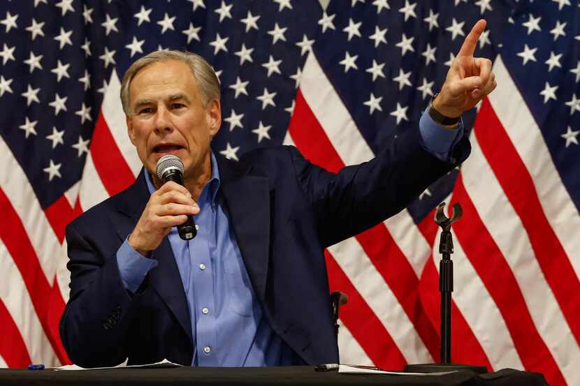 Governor Greg Abbott addresses to the audience at Founders Academy of Lewisville on...