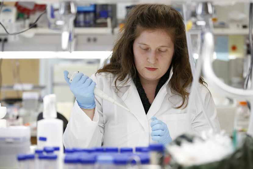 Rebecca Burgess, a post doctoral researcher, works in the Hamon Laboratory for Stem Cell and...