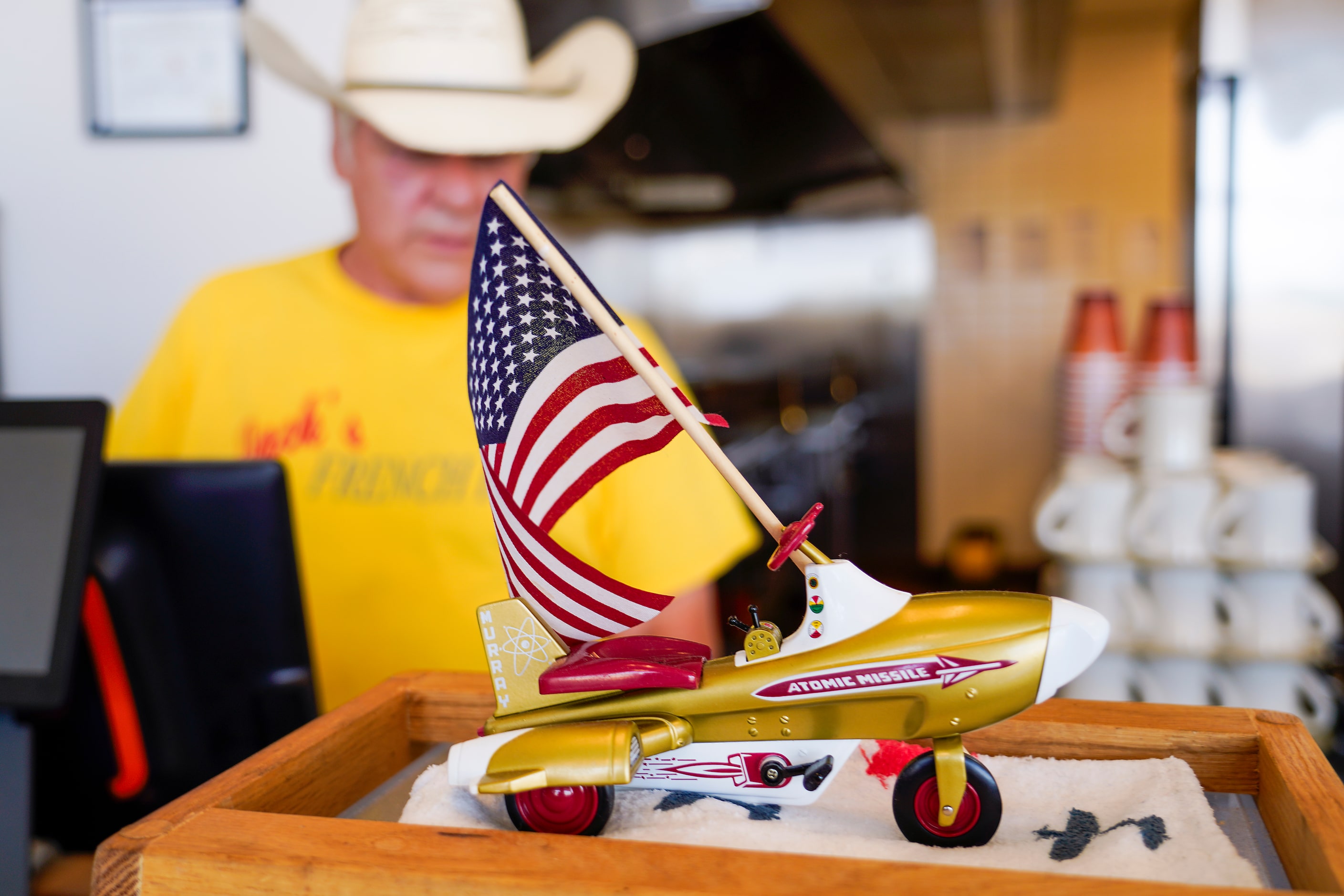 Jack Pyland works in the at the register at Jack's Airport Cafe on Monday, Aug. 21, 2023, in...