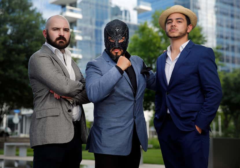 "Lucha Teotl" writer-directors Jeff Colangelo, left, and Chris Ramirez, far right, in the...