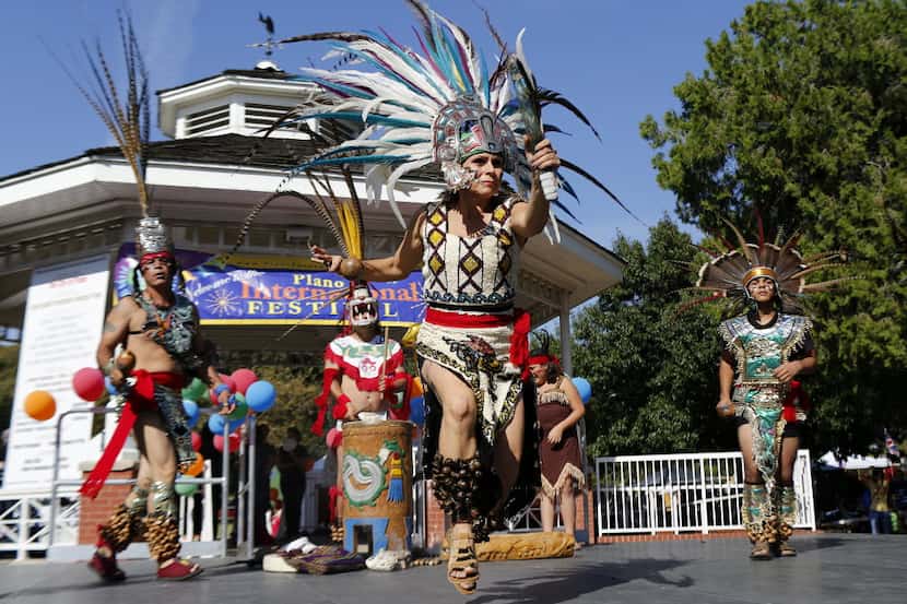  The Aztec dance troupe Ollin-Tonalzin performed at year's Plano International Festival....