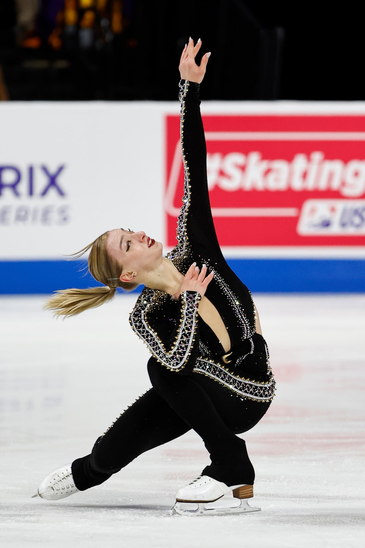 Amber Glenn, of the United States, competes in the women's short program during the Skate...