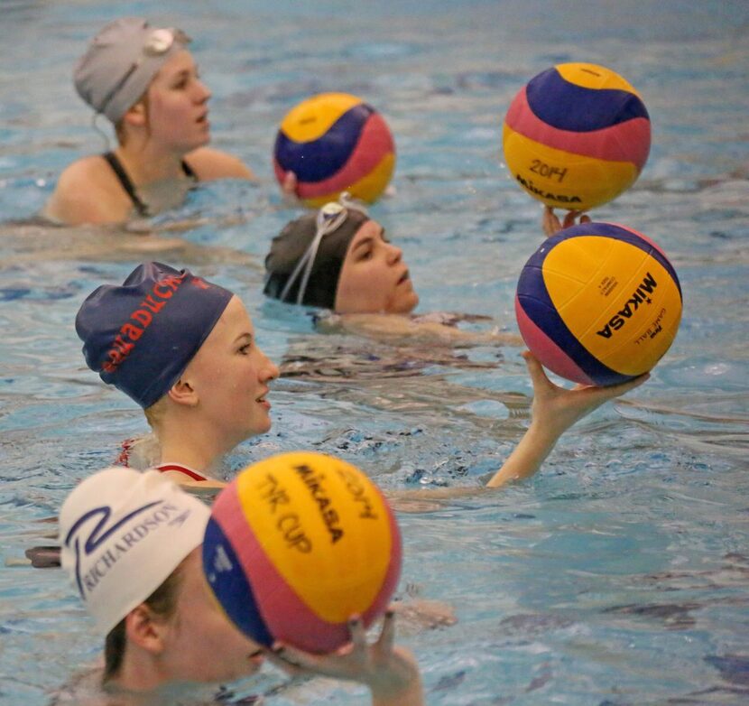 
The girls team works out  twice a week at the Rockwall ISD Aquatic Center. 
