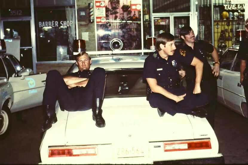 Scotty Holt (second from left) shares a moment with fellow Dallas police officers in 1976....