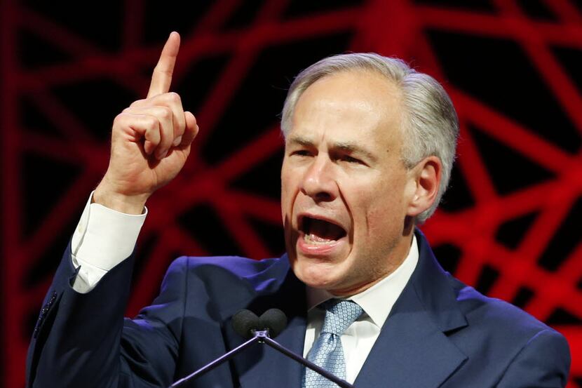 Governor Greg Abbott speaks during the 2016 Texas Republican Convention at the Kay Bailey...