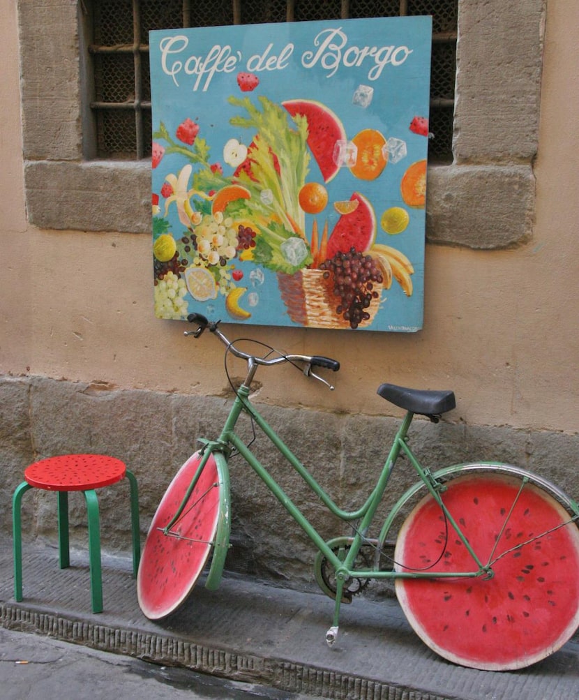 
Charming shops such as this one in Florence line the streets of many Italian towns....