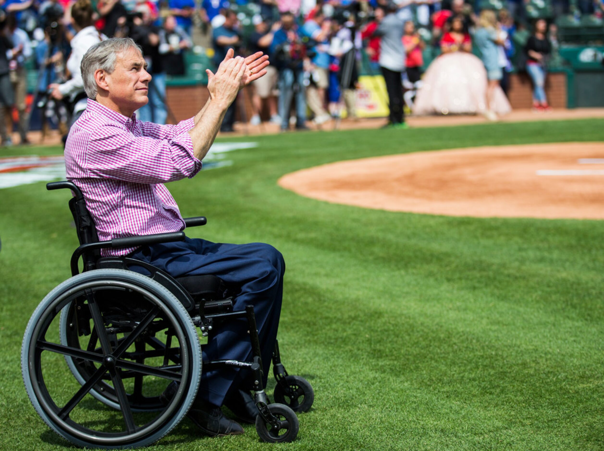 of an opening day MLB game between the Texas Rangers and the Chicago Cubs on Thursday, March...