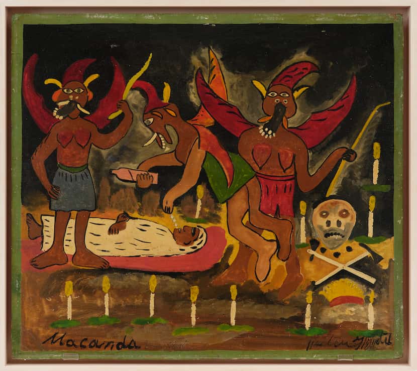 Hector Hyppolite's 1947 oil painting "Macanda" features imagery from the Haitian Vodou...