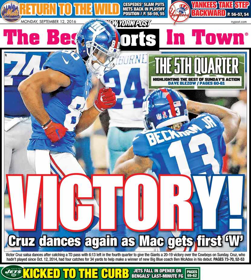 Sept. 12 New York Post sports cover