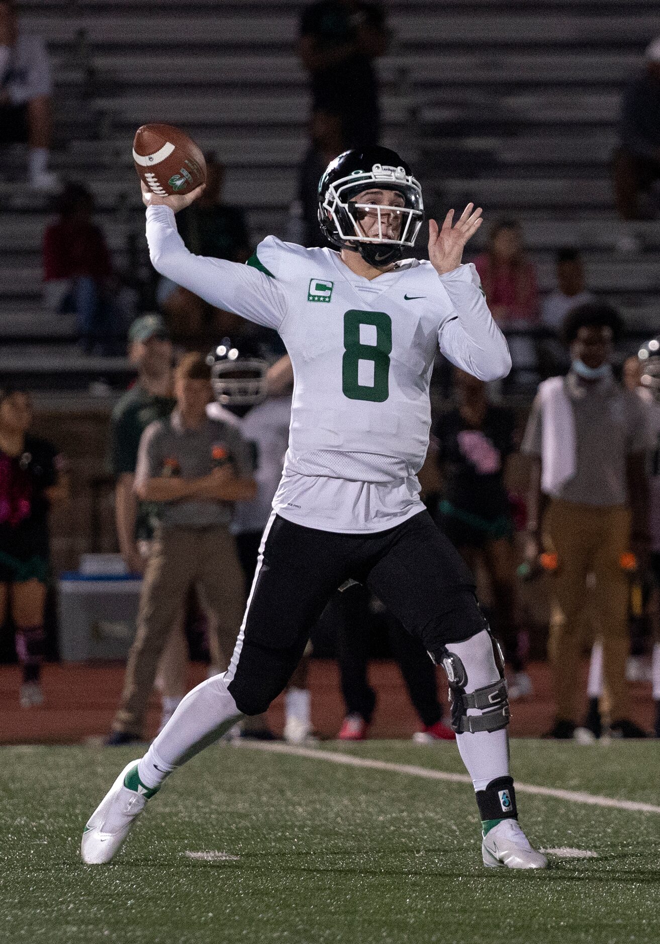 Richardson Berkner senior quarterback Thomas Landry (8) throws a pass during the first half...