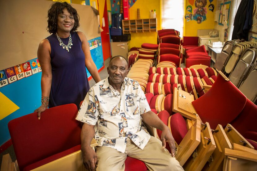 Assata Thomas, left, poses for a photograph with her father George Gregory, pastor and...