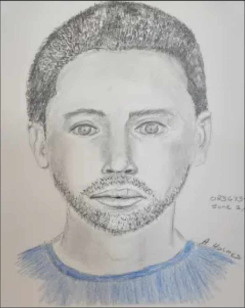 A sketch shows the characteristics of a man suspected of sexually assaulting a woman running...