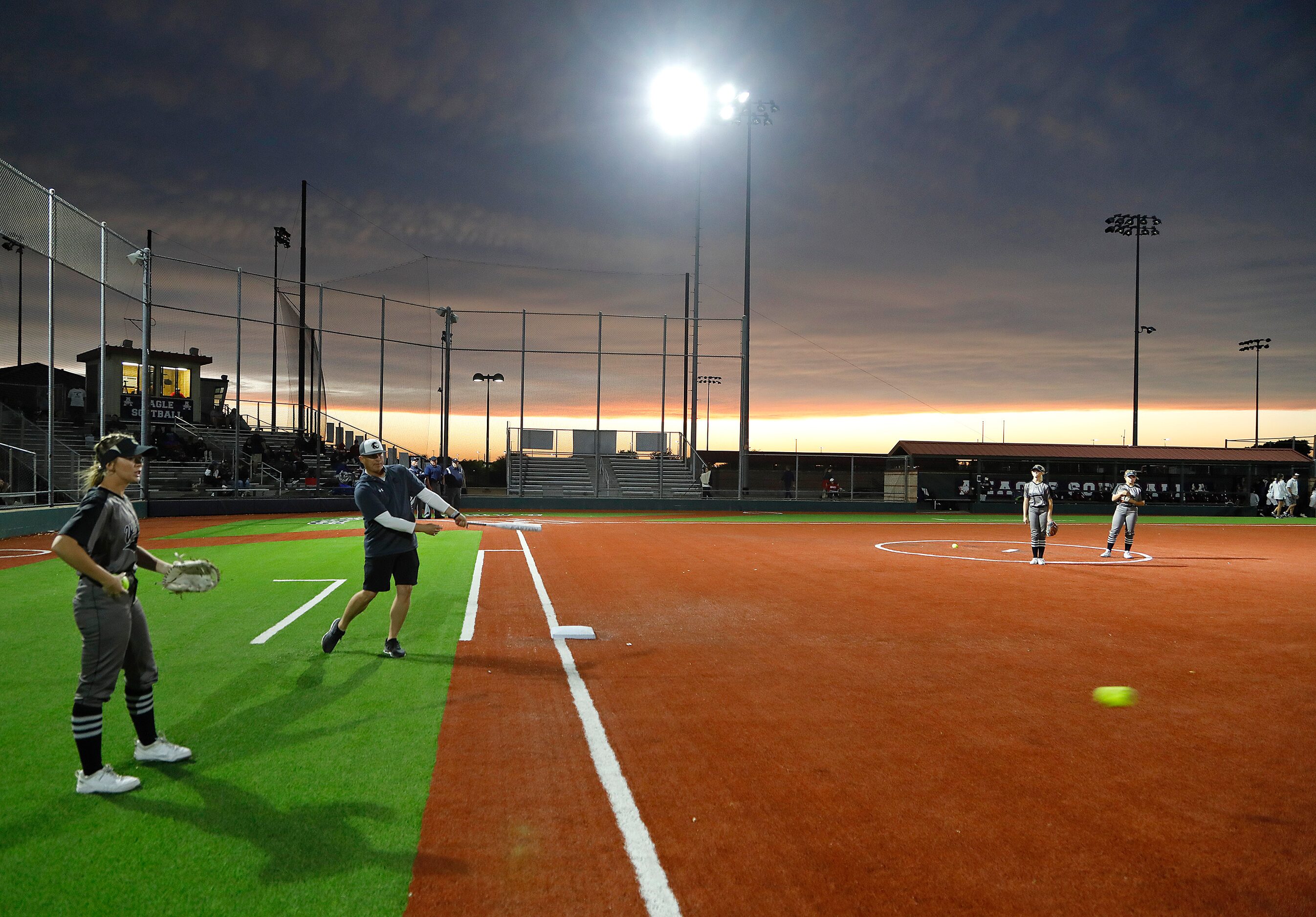 The game was delayed by thunderstorms as Allen High School hosted Denton Guyer High School...