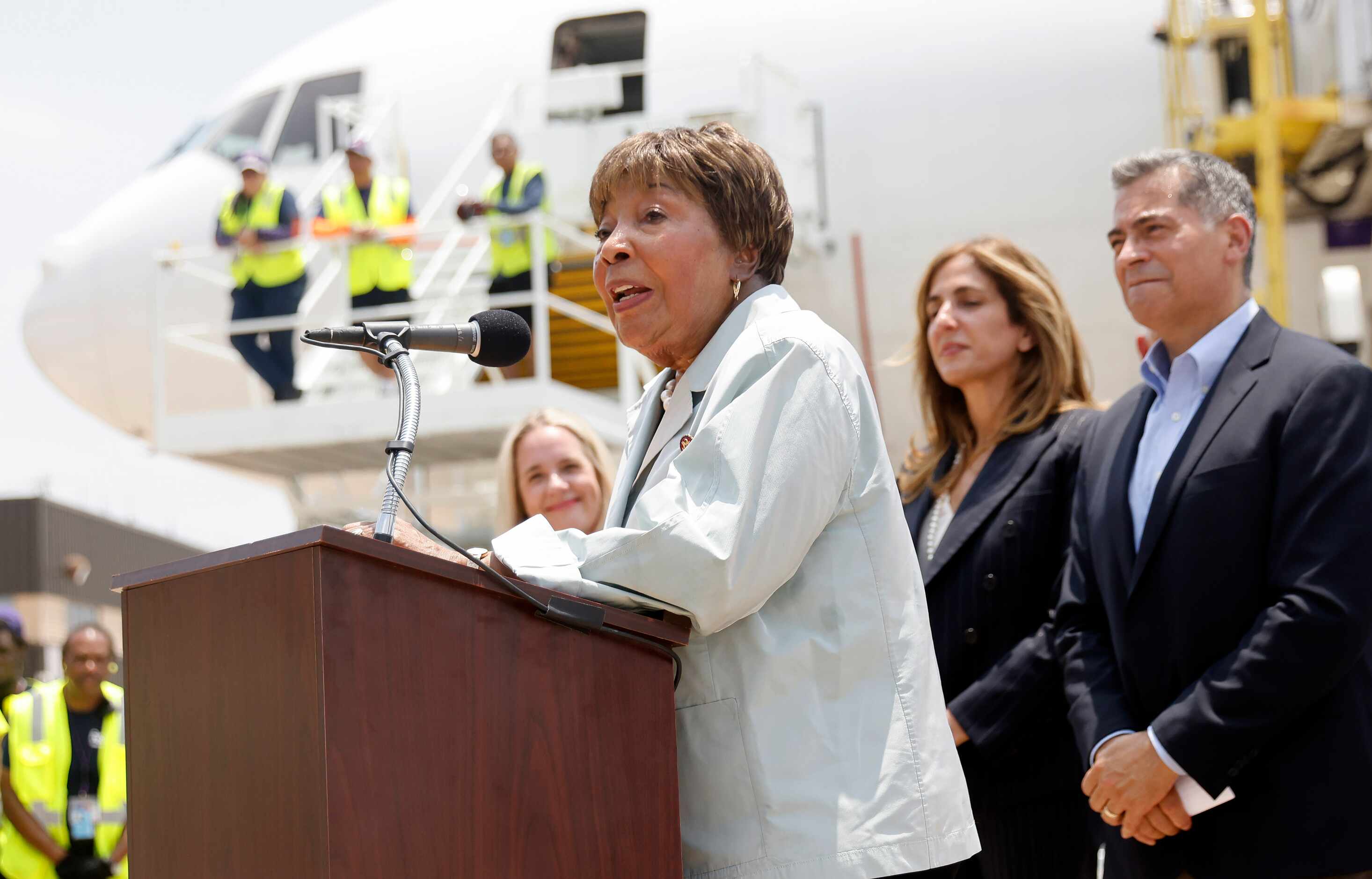 U.S. Representative Eddie Bernice Johnson delivers  remarks after Operation Fly Formula...