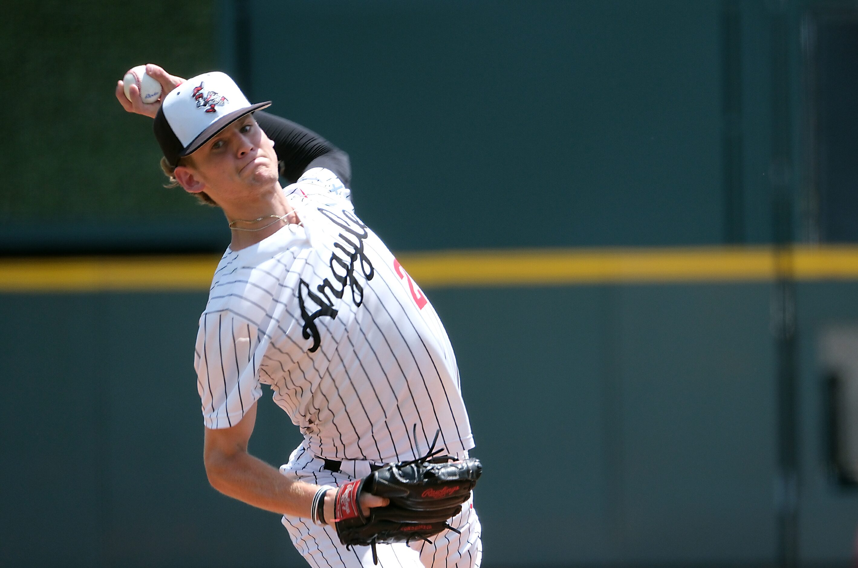 Argyle Alex D’Angelo, (2), pitches against Magnolia West during the first inning of the 2023...