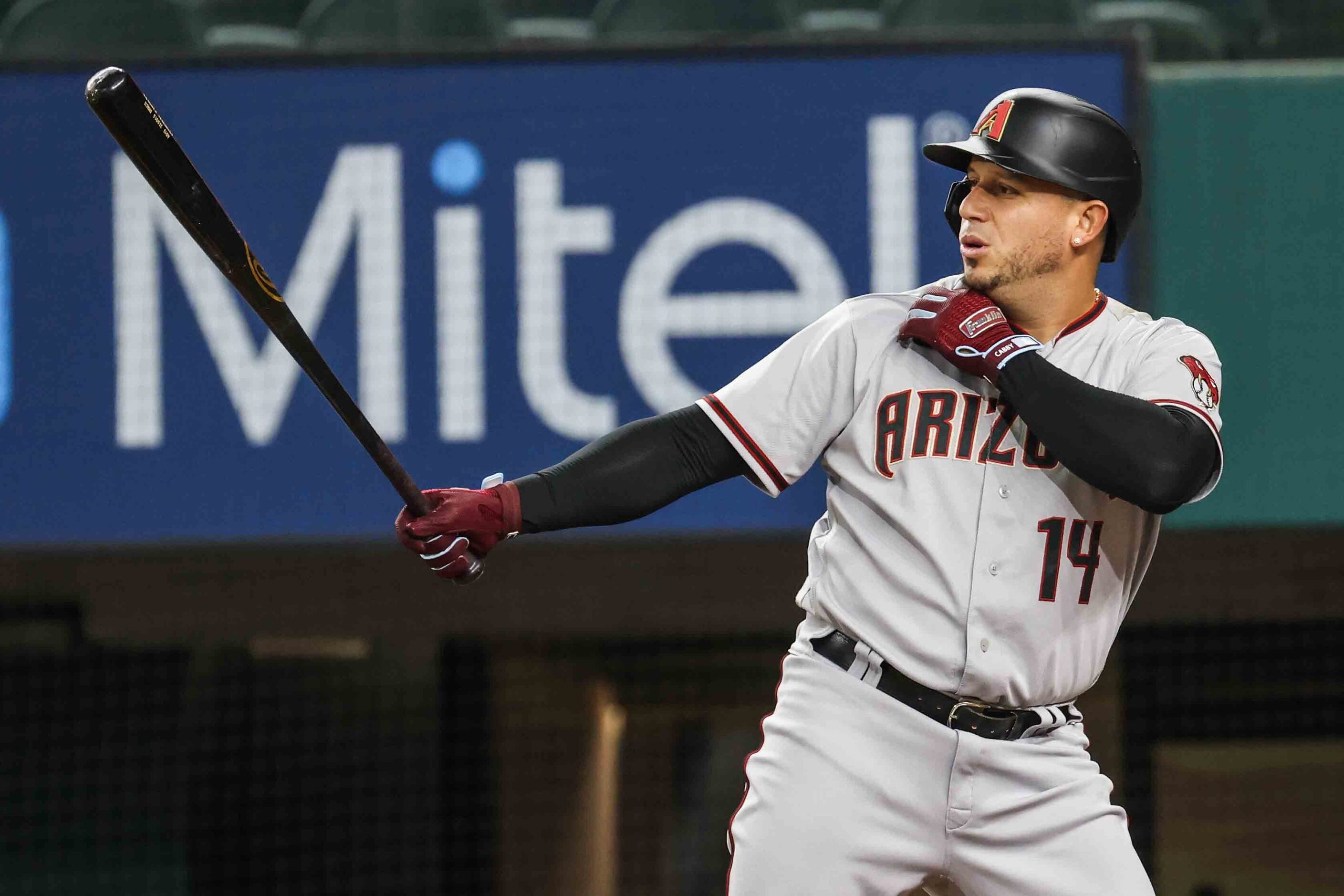 Asdrubal Cabrera (14) bats during Arizona Diamondbacks at Texas Rangers game at the Globe...