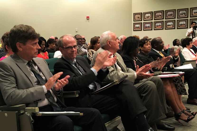  Duncanville City Council candidates Dr. Ron Dotson (from left), Steven Rutherford, David...